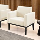 Ver imagem 1 de Poltrona Decorativa Isabella Pés Fixo em Madeira Preto Veludo Bege G19 - Gran Belo