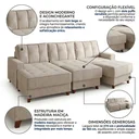 Ver imagem 4 de Conjunto com 1 Sofá e 2 Puffs Tiêta L Yescasa Bege