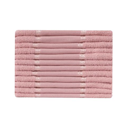 Kit 12 Toalhas Lavabo Belíssima Bordar Ponto Cruz Perfeito Estilo Lavabo Belissima Rosê