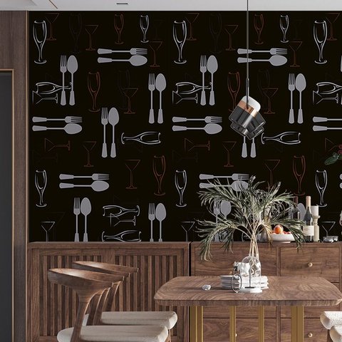 Papel de Parede Adesivo Cozinha Preto - 2,5m