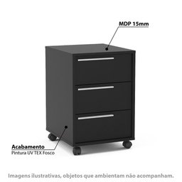 Gaveteiro Maia com 3 Gavetas - Preto - 2