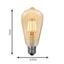 Ver imagem 2 de Kit 6 Lâmpada Filamento de Led Poptem St64 4w Bivolt 14cm Decorativa Transparente