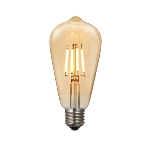 Kit 6 Lâmpada Filamento de Led Poptem St64 4w Bivolt 14cm Decorativa Transparente