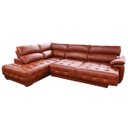 Ver imagem 1 de Sofá Retrátil e Reclinável de Couro Filipinas Canto com Chaise Esquerda 1,36 M - Conhaque com Brilho