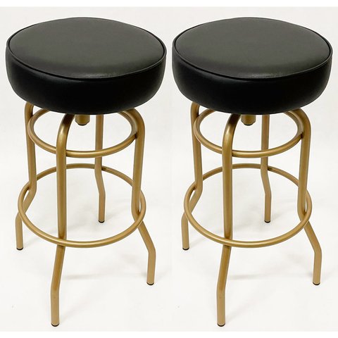 Kit 2 Banquetas Alta Bar Giratória cor Dourado fosco assento preto - Poltronas do Sul