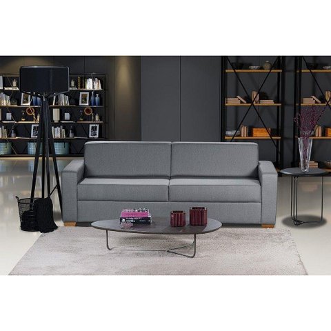Sofá Living Com 3 Lugares 2.00M Linho Corriente Cinza