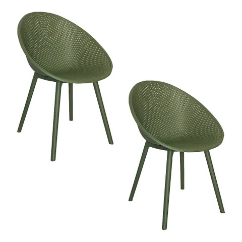 Kit 2 Cadeiras Área Externa de Pp Marina com Base Desmontável Verde G56 - Gran Belo
