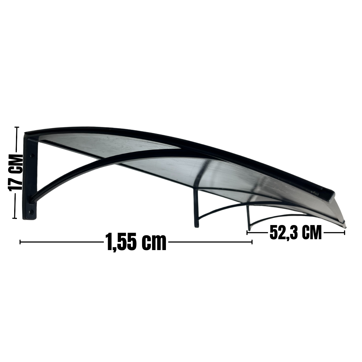 Toldo Policarbonato 1,50 X 0,50m Fumê e Preto com Kit - 2