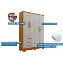 Ver imagem 4 de Guarda Roupa Solteiro 4 Portas (2 C/ Espelho) e 3 Gavetas C/ Pés Encanto/berlim Cumaru - Novo