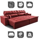 Ver imagem 4 de Sofá Retrátil e Reclinável 2,02m Luxos Cama Inbox Velusoft Vermelho