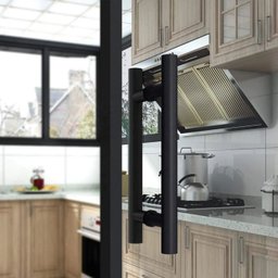 Puxador para Porta Inox 304 Cor Preto 60cm Pivotante Redondo Madeira Vidro Brinovar - 4