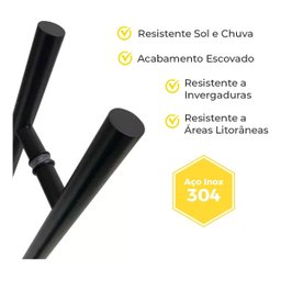 Puxador para Porta Inox 304 Cor Preto 60cm Pivotante Redondo Madeira Vidro Brinovar - 6