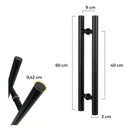 Puxador para Porta Inox 304 Cor Preto 60cm Pivotante Redondo Madeira Vidro Brinovar - 8