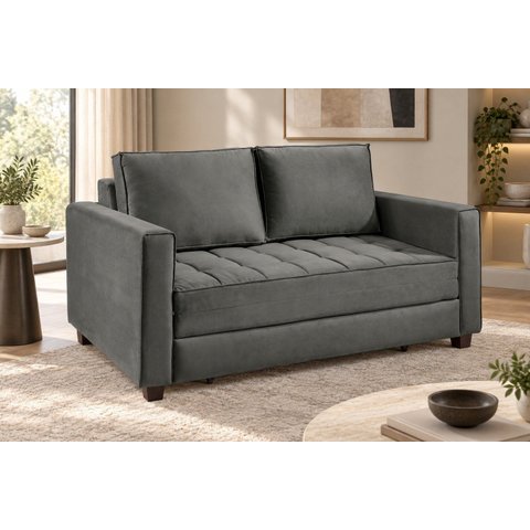 Sofa Cama Fusion 2 Lug 150 Colchao Casal Veludo Grafite