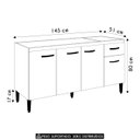 Ver imagem 4 de Balcão de Cozinha para Pia 150cm Gabriela Amêndoa/branco - Ajl Móveis