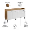 Ver imagem 3 de Balcão de Cozinha para Pia 150cm Gabriela Amêndoa/branco - Ajl Móveis