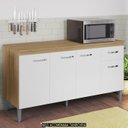 Ver imagem 2 de Balcão de Cozinha para Pia 150cm Gabriela Amêndoa/branco - Ajl Móveis