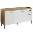 Ver imagem 1 de Balcão de Cozinha para Pia 150cm Gabriela Amêndoa/branco - Ajl Móveis