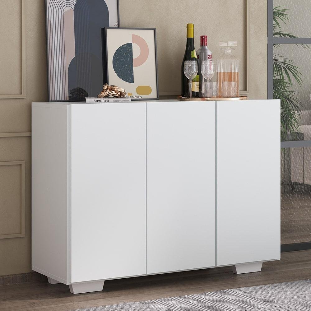 Aparador Buffet 3 Portas com Pés Quadrados Veneza Multimóveis MP1010 Branco - 2