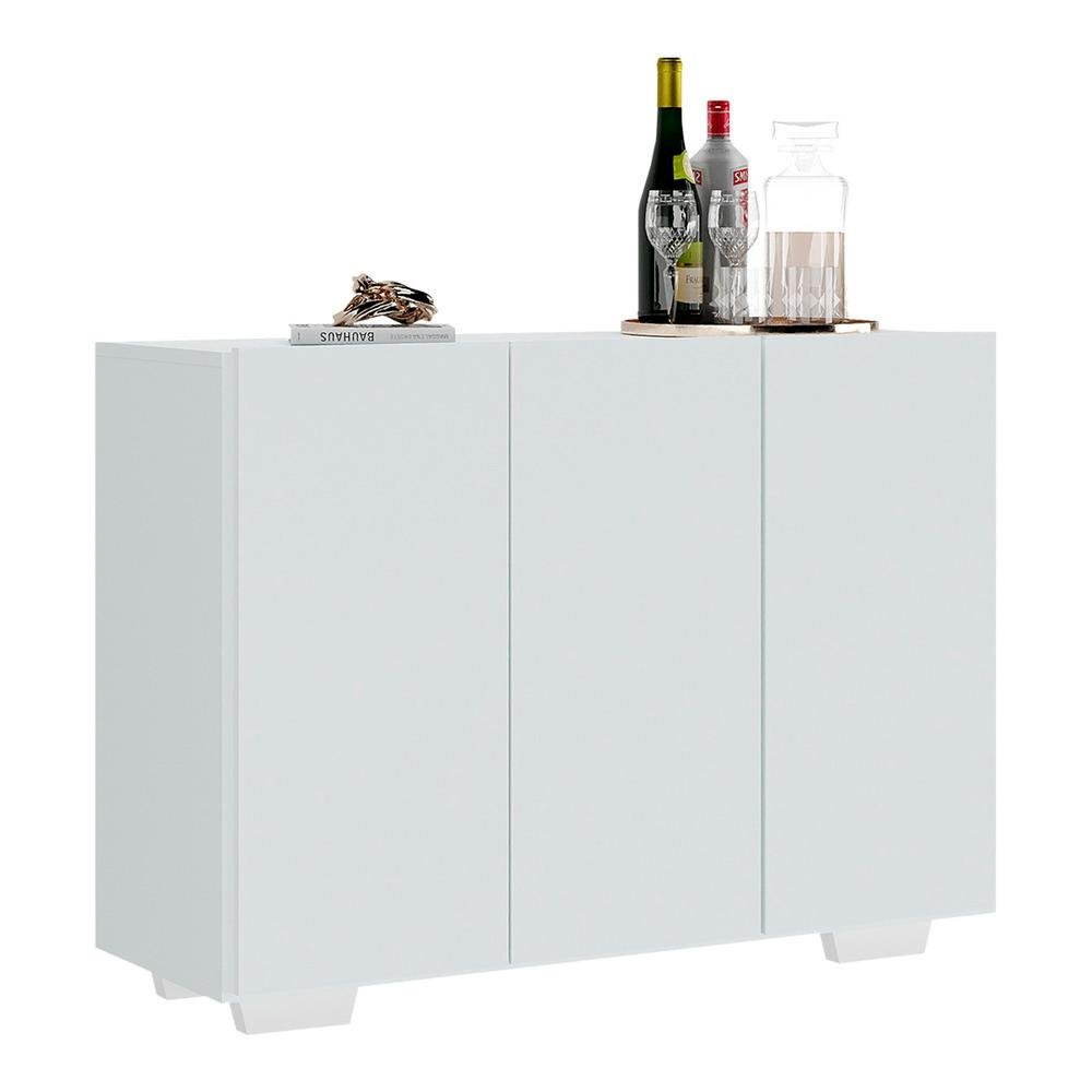 Aparador Buffet 3 Portas com Pés Quadrados Veneza Multimóveis MP1010 Branco - 3