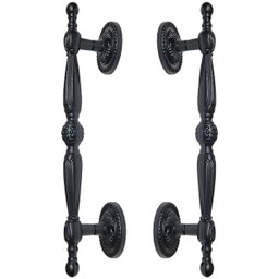 Puxador Duplo Berlin 280mm Preto Fosco Porta Pivotante Correr Passagem Madeira Vidro Rústico - 1
