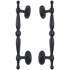 Puxador Duplo Berlin 280mm Preto Fosco Porta Pivotante Correr Passagem Madeira Vidro Rústico