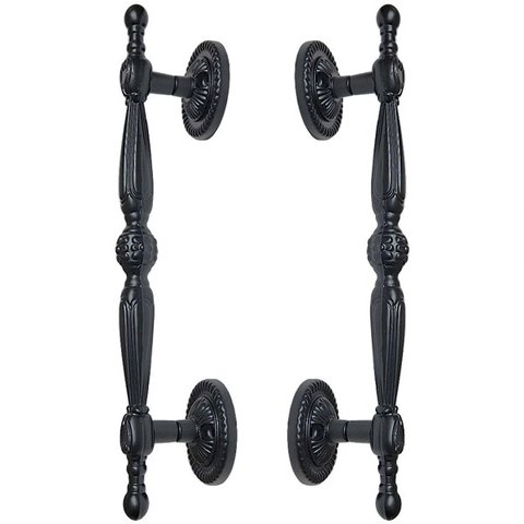 Puxador Duplo Berlin 280mm Preto Fosco Porta Pivotante Correr Passagem Madeira Vidro Rústico