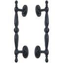 Ver imagem 1 de Puxador Duplo Berlin 280mm Preto Fosco Porta Pivotante Correr Passagem Madeira Vidro Rústico