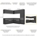 Ver imagem 6 de Armário de Cozinha Completa de Canto com Rodapé Veneza Multimóveis V2102 Preto/Branco