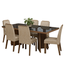 Ver imagem 3 de Conjunto Sala de Jantar Tampo de Vidro 6 Cadeiras Rustic/Preto/Imperial Pienza Madesa