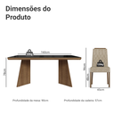 Ver imagem 4 de Conjunto Sala de Jantar Tampo de Vidro 6 Cadeiras Rustic/Preto/Imperial Pienza Madesa