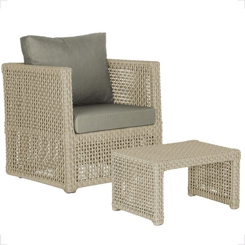 Mesa Centro e 1 Poltrona Madri Corda Náutica Estofado 8 Trama Original