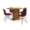 Ver imagem 1 de Mesa Jantar Londres Tampo Canela 120cm 4 Cadeiras Base Cobre Estofado Vermelho