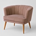 Ver imagem 1 de Poltrona Estofada Tecido Veludo Aconchegante Pés de Madeira para Sala de Estar Moderna