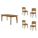 Ver imagem 1 de Conjunto: Mesa de Cozinha Londrina C/ Tampo Madeirado C/ Vidro Canto Curvo 120x80cm 4 Cadeiras