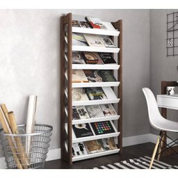 Closet Modulado Aberto-sapateira Aberta 8 Prateleiras Multiuso 69cm Az1006 Tecno Mobili-branco/nogal - 1