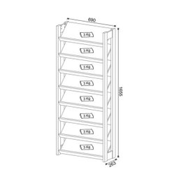 Closet Modulado Aberto-sapateira Aberta 8 Prateleiras Multiuso 69cm Az1006 Tecno Mobili-branco/nogal - 4