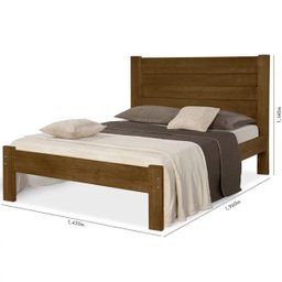 Cama Casal em Madeira Macica Lara Imbuia Atraente Moveis - 2