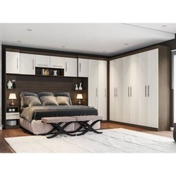 Quarto Modulado Casal Poliman Star 8 Peças Amêndoa E Arena - 1 Quarto Modulado Casal Poliman Star 8 Peças Amêndoa E Arena - 1