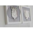 Ver mais imagens de Kit 04 Quadros Tema Safari Quarto Infantil Bebê Decoração Parede D197 Maternidade Cinza Leão Zebra