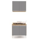 Ver imagem 6 de Armário Aéreo Califórnia e Balcão Para Cooktop Flórida Castanho/Cinza - Lumil Lumil Móveis