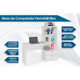 Escrivaninha Mesa Computador 138x54cm Gavetas Elisa Cinamomo - 3