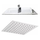 Ver imagem 4 de Chuveiro Ducha Inox 20x20 Cromado Slim Suporte Redondo Banheiro Area Externa Banho Piscina