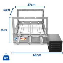 Gira Grill Inox 3 Espetos para Churrasqueira Bivolt Pratic - 6