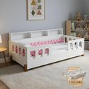 Ver imagem 1 de Cama Montessoriana Completa Nina com Colchão + Enxoval Premium Trança Rosa 2,5m