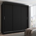 Ver imagem 1 de Guarda-roupa Casal Flórida 3 Portas de Correr 3 Gavetas Preto Fosco - Panorama Móveis