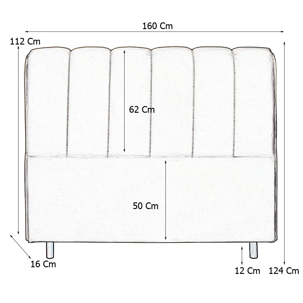 Cabeceira Cama Box Queen Berlim 160 Cm Suede Bege Claro - MV Estofados Shop - 3