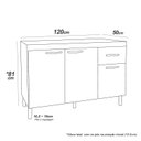 Ver imagem 3 de Balcão para Pia 120 cm Gabinete sem Tampo Armário Cozinha Branco