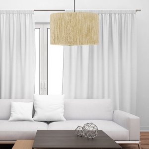 Pendente Teto Sisal Natural Redondo Shalon 150cm Fio Preto D40