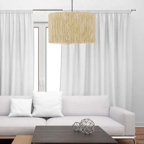 Pendente Teto Sisal Natural Redondo Shalon 150cm Fio Preto D40